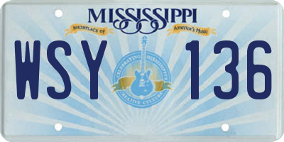 MS license plate WSY136