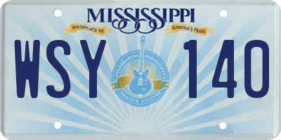 MS license plate WSY140
