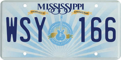 MS license plate WSY166