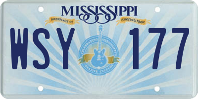 MS license plate WSY177