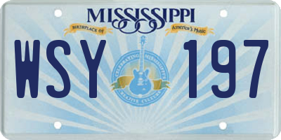 MS license plate WSY197