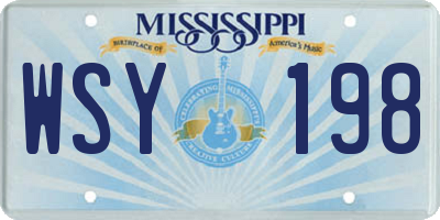 MS license plate WSY198