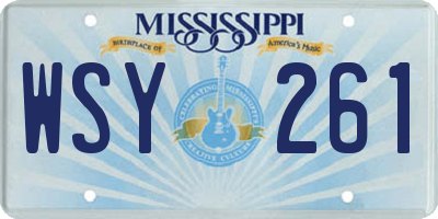 MS license plate WSY261