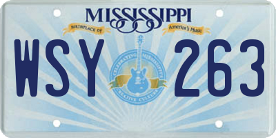 MS license plate WSY263