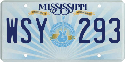 MS license plate WSY293