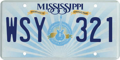 MS license plate WSY321
