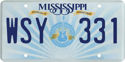 MS license plate WSY331