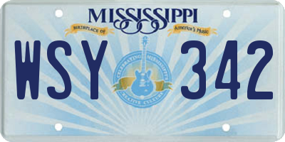 MS license plate WSY342