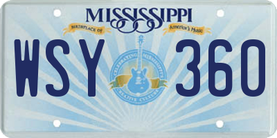 MS license plate WSY360