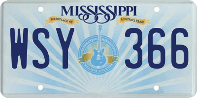 MS license plate WSY366