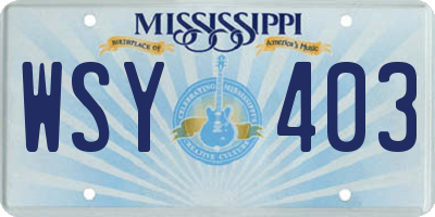 MS license plate WSY403