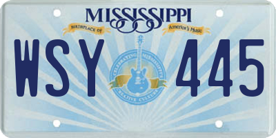 MS license plate WSY445