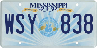 MS license plate WSY838