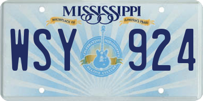 MS license plate WSY924