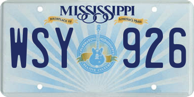 MS license plate WSY926