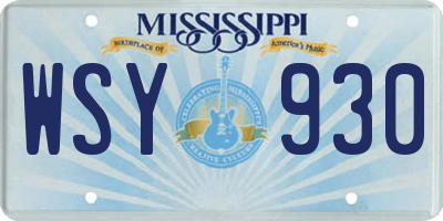 MS license plate WSY930