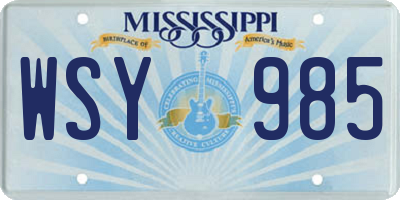 MS license plate WSY985