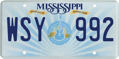 MS license plate WSY992