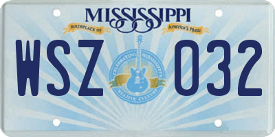 MS license plate WSZ032