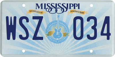 MS license plate WSZ034