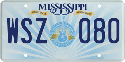 MS license plate WSZ080