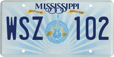 MS license plate WSZ102