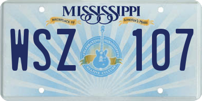 MS license plate WSZ107