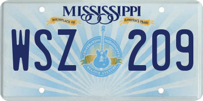 MS license plate WSZ209