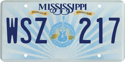 MS license plate WSZ217