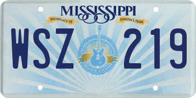MS license plate WSZ219