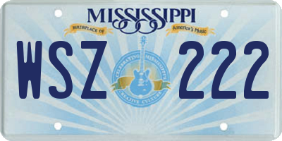 MS license plate WSZ222