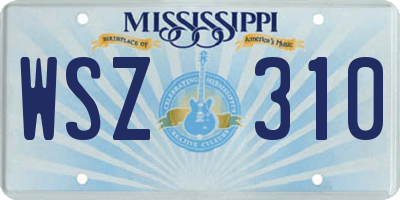 MS license plate WSZ310