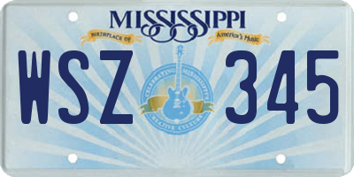 MS license plate WSZ345