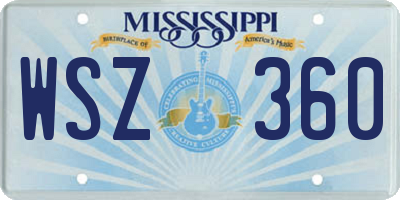 MS license plate WSZ360