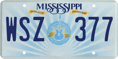 MS license plate WSZ377