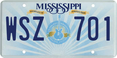 MS license plate WSZ701
