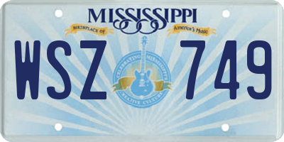 MS license plate WSZ749
