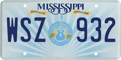 MS license plate WSZ932