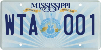 MS license plate WTA001