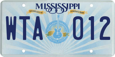MS license plate WTA012