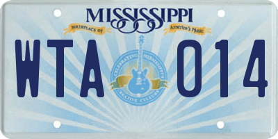MS license plate WTA014