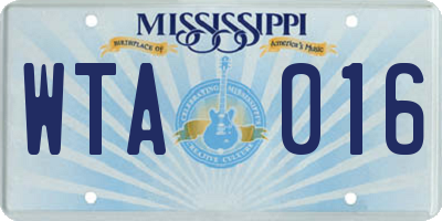 MS license plate WTA016