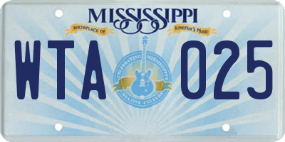 MS license plate WTA025