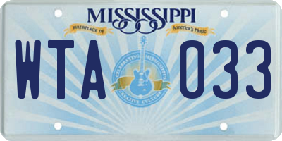MS license plate WTA033