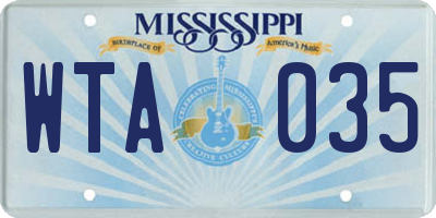MS license plate WTA035