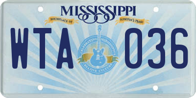 MS license plate WTA036