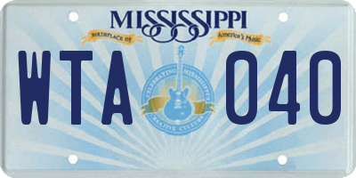 MS license plate WTA040