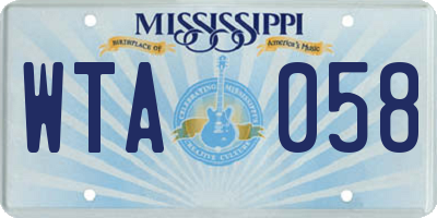 MS license plate WTA058
