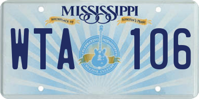 MS license plate WTA106