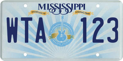 MS license plate WTA123